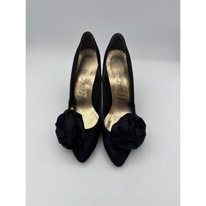 Night Life By Life Stride Womens Black Satin Pumps With Rose Detail Size 7